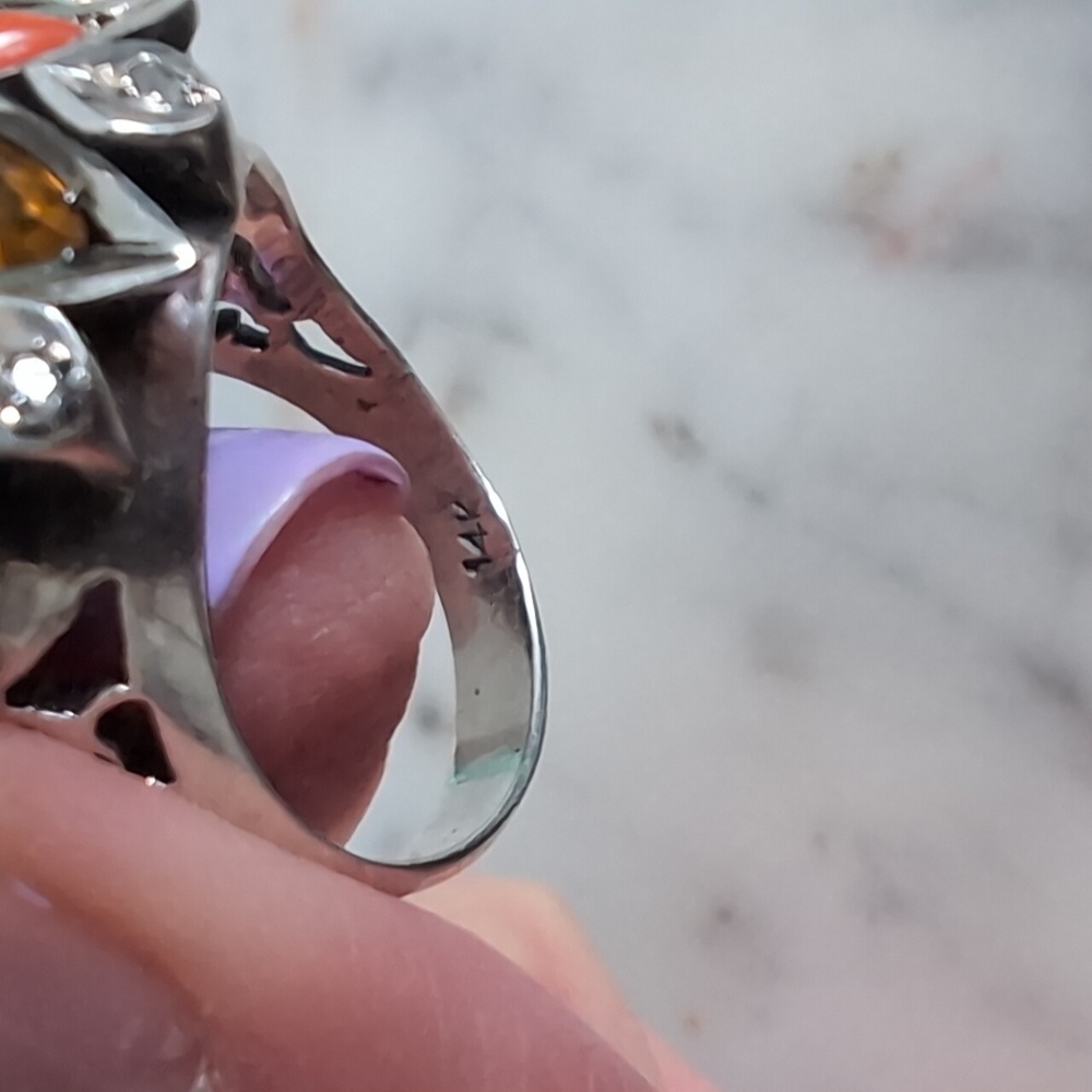 Multicolor Gemstone Silver Ring - image 8